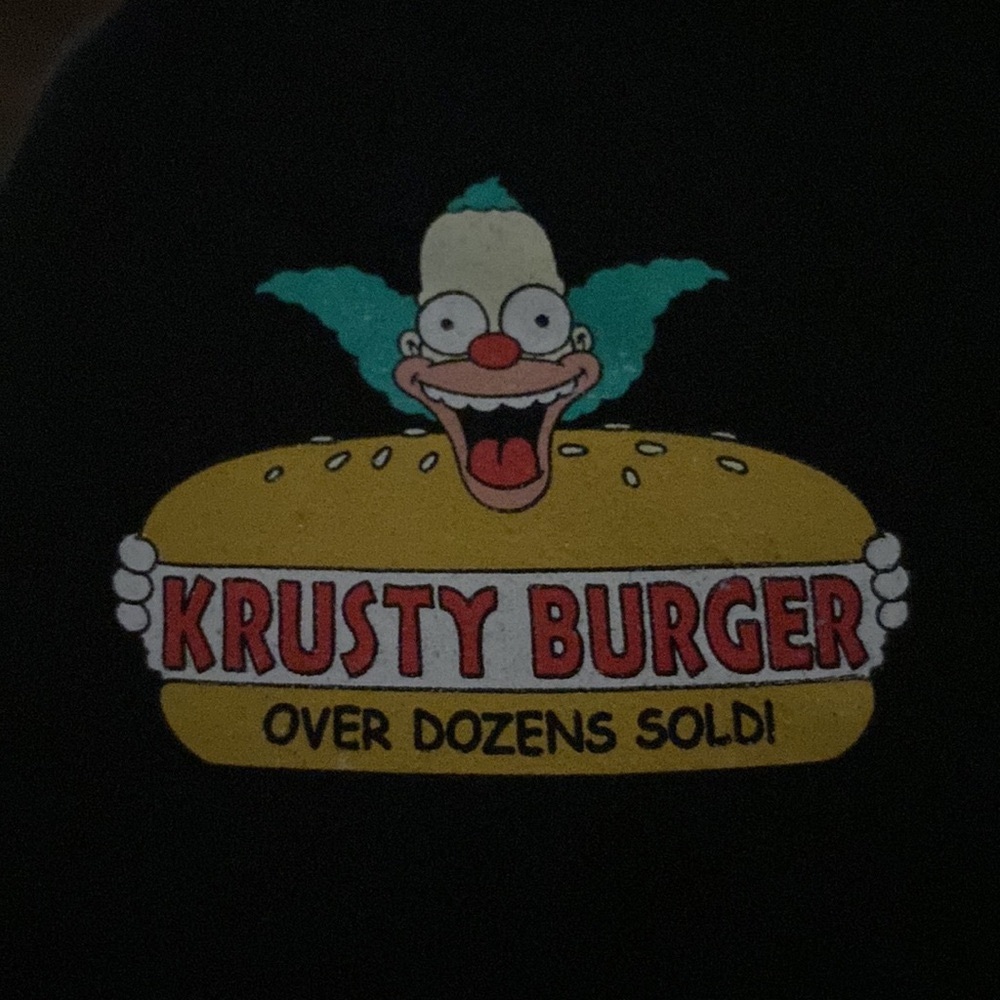 Simpsons Krusty Burger Cartoon Medium Black‎ Y2K Pullover Hoodie Sweatshirt - Picture 4 of 7